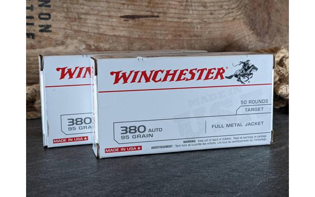 100 Rounds of Winchester 95Gr. FMJ .380ACP Ammunition