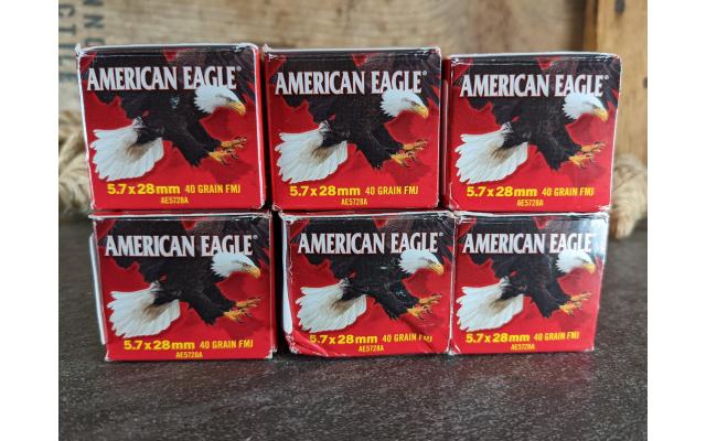 300 Rounds of Federal American Eagle 40Gr. 5.7X28mm Ammo