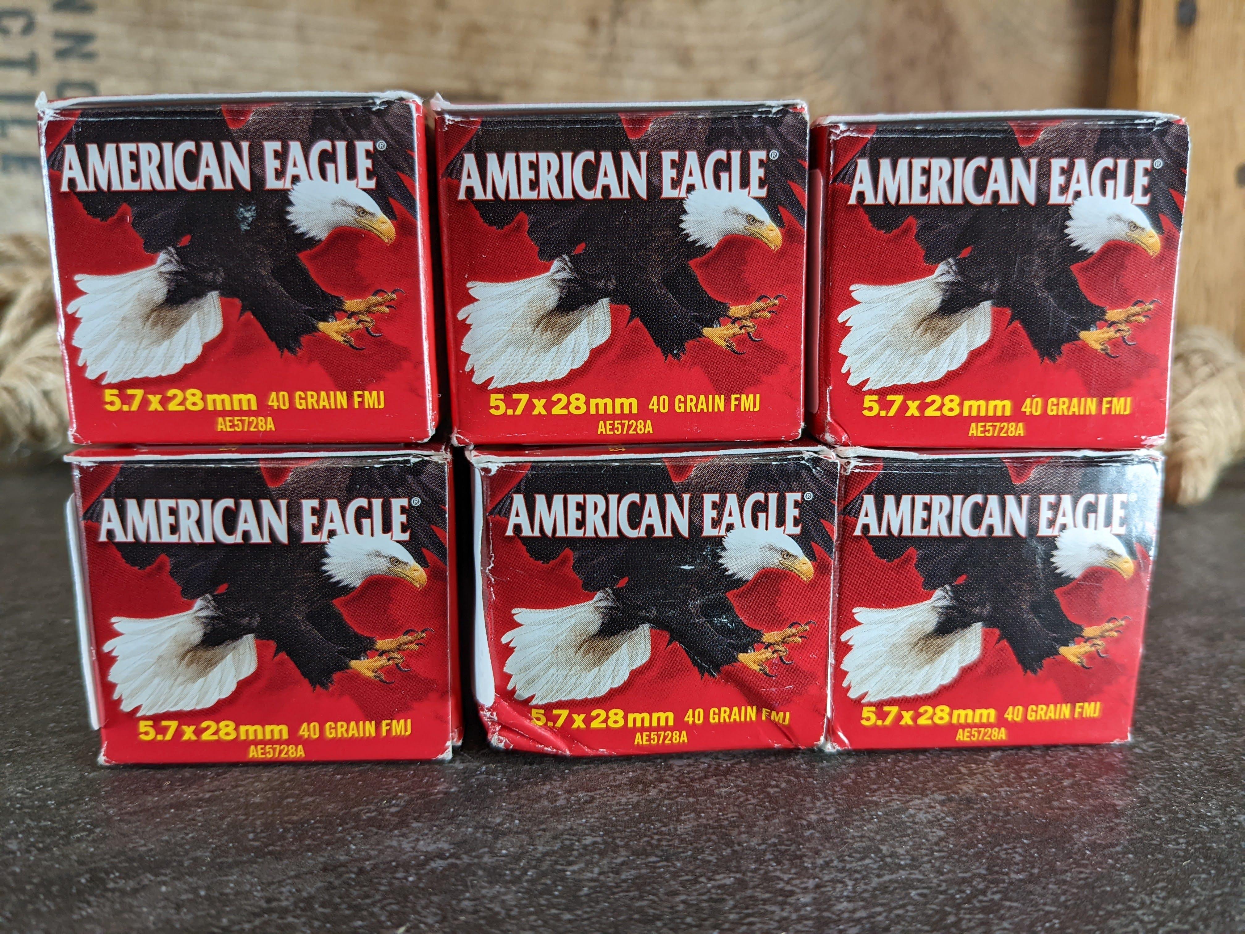 300 Rounds of Federal American Eagle 40Gr. 5.7X28mm Ammo