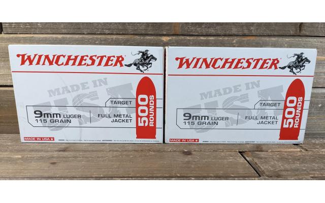 1,000 Rounds of Winchester 115Gr. 9mm Brass Cased Target Ammo