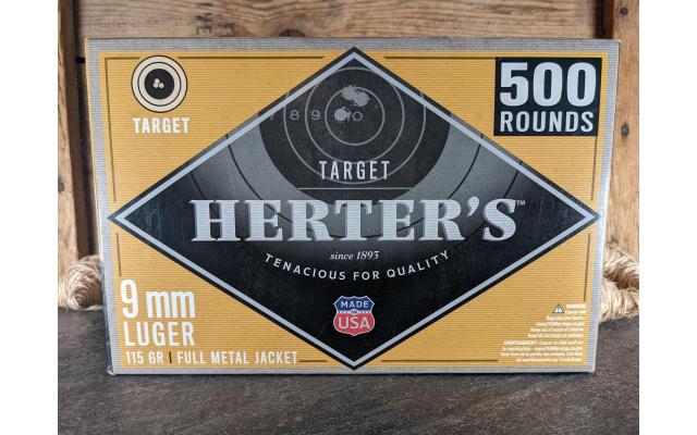 500 Round box of Herter's 115Gr. 9mm Target Ammo