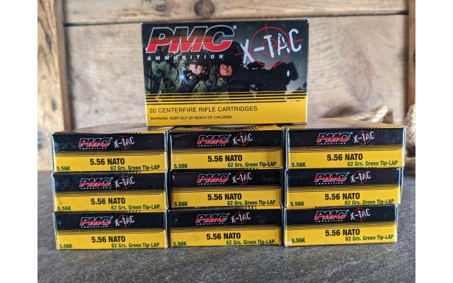200 Rounds of PMC X-Tac 62Gr 5.56NATO Green Tip Ammunition
