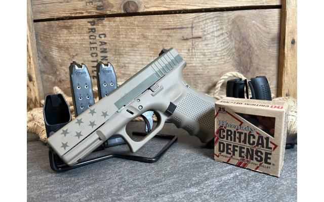 Glock 19 Gen 4 4" 9mm, OD Green Flag w/ Defense ammo - NEW