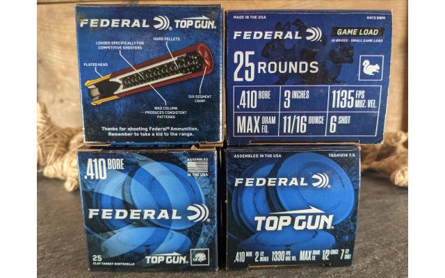 100 Rounds of Federal Top Gun/ Game Load .410Gauge Ammo