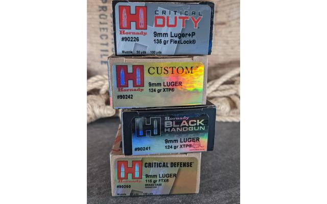 95 Round Assortment of Hornady Defense 9mm Ammo