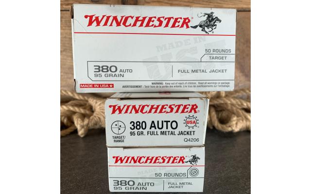 150 Rounds of Winchester .380acp Target Ammunition