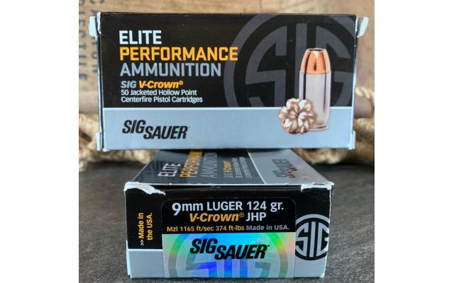 100 Rounds of Sig Sauer 9mm V-Crown Hollow Points