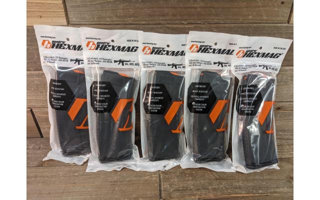 Five New 30 Round Capacity HexMag AR Magazines