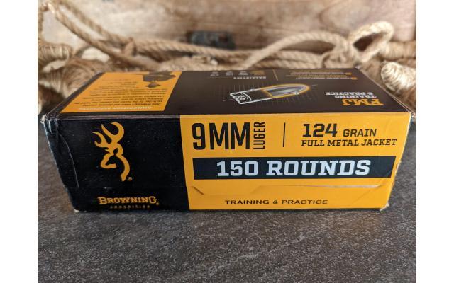 150 Rounds of Browning 124Gr FMJ 9mm Ammunition