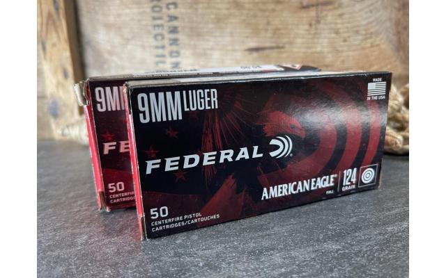 100 Rounds Federal 124 Grain 9mm