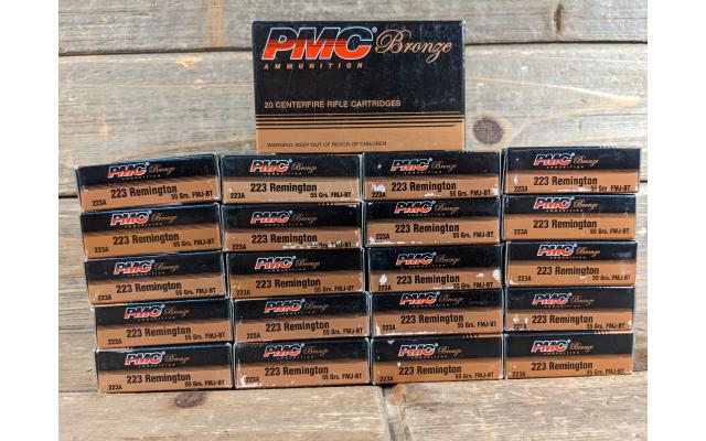 420 Rounds of PMC Bronze 55Gr. .223Remington Ammo