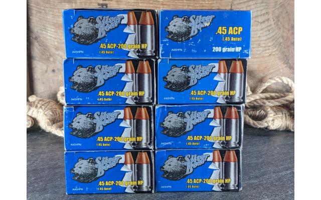 400 Rounds of Silver Bear 200Gr HP .45ACP Ammo
