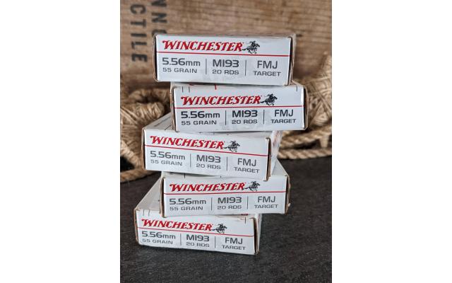 100 Rounds of Winchester M193 55Gr 5.56NATO Ammo