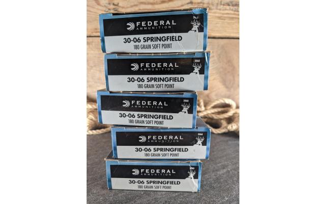100 Rounds of Federal 180Gr 30-06Springfield Ammo
