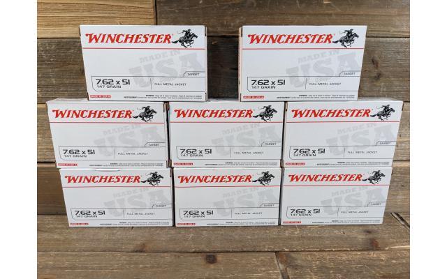 160 Rounds of Winchester 147Grain 7.62X51mm Target Ammunition