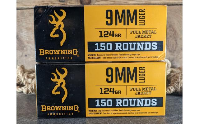 300 Rounds of Browning 124Grain FMJ 9mm Target Ammo