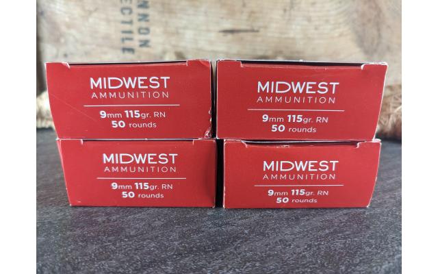 197 Rounds of Midwest FMJ Target 9mm Ammo
