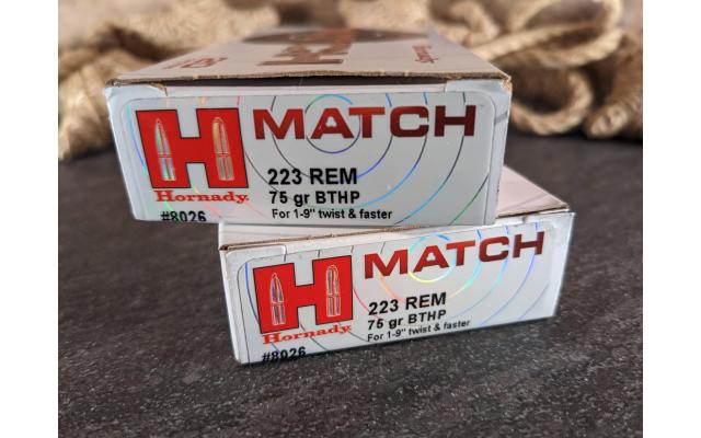 40 Rounds of Hornady Match 75Grain .223Remington Ammo