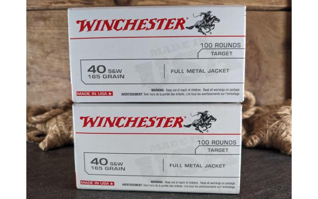 200 Rounds of Winchester .40S&W 165Grain FMJ Target Ammo