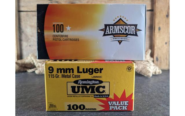 185 Rounds of Target 9mm Brass Cased Ammo