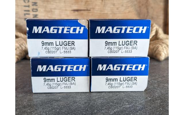 200 Rounds of Magtech 115Gr 9mm Brass Cased 9mm Target Ammo