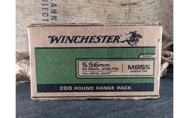 200 Rounds of Winchester 65Gr M855 Green Tip 5.56NATO Ammo