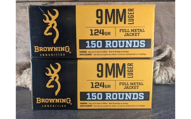 300 Rounds of Browning 124Gr 9mm Brass Cased Target Ammo