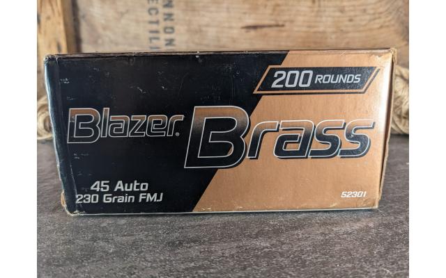 200 Rounds of Blazer Brass 230Gr 45ACP Target Ammo