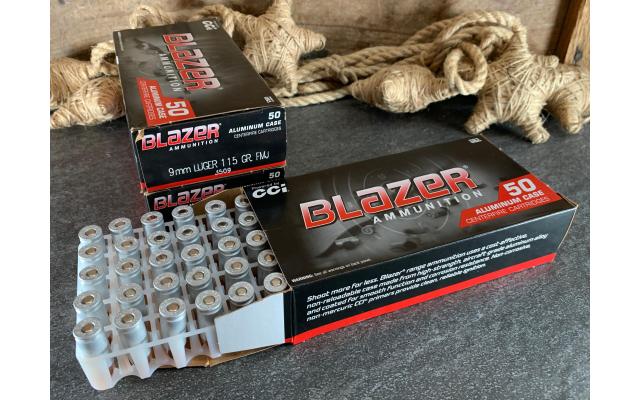 150 Rounds of Blazer 9mm 115Gr Aluminum Cased Target Ammunition