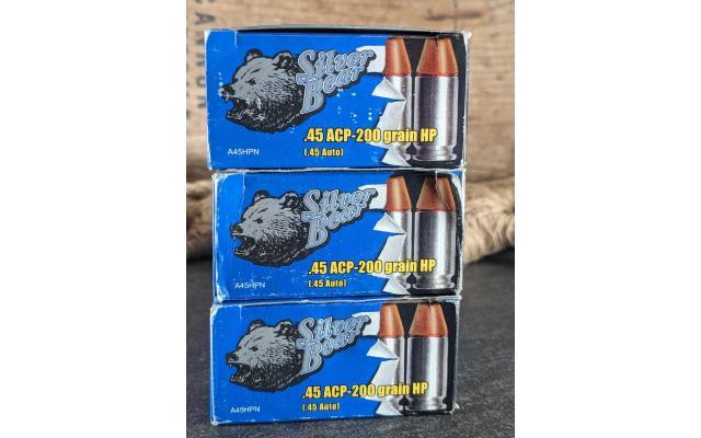 150 Rounds of Silver Bear 200Gr .45ACP HP Ammo
