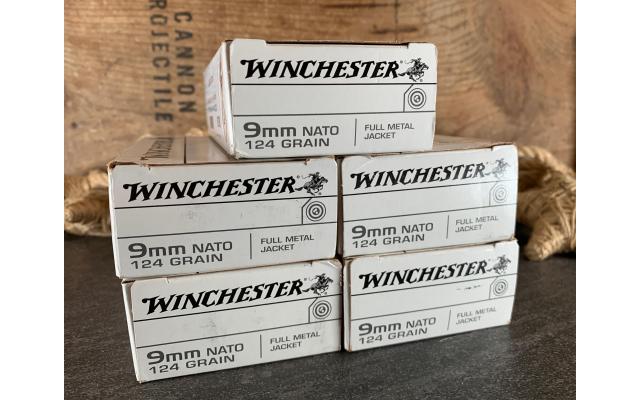 250 Rounds of Winchester 9mm 124Gr FMJ