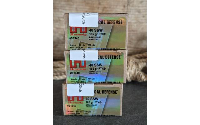 60 Rounds of Hornady Critical Defense .40S&W Ammunition