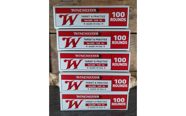 500 Rounds of Winchester 115Grain 9mm Target Ammo