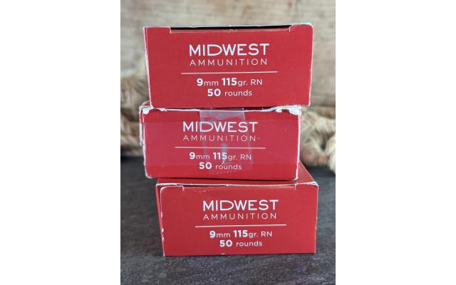 150 Rounds of Midwest 115Gr 9mm Target Ammo