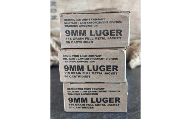 150 Rounds of Remington 115Gr 9mm Brass Cased Target Ammo