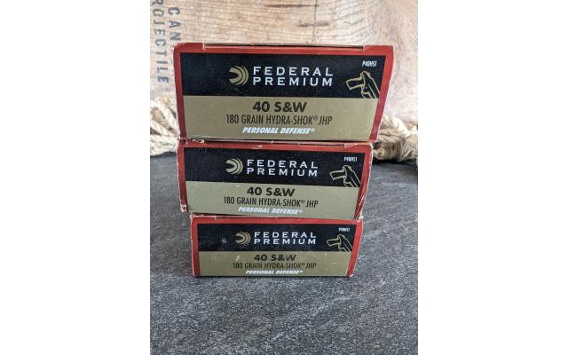 60 Rounds of Federal Premium 180Gr 40S&W HP Ammo