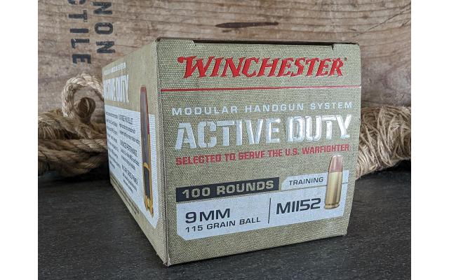 100 Rounds of Winchester 115Gr Active Duty 9mm Target Ammo