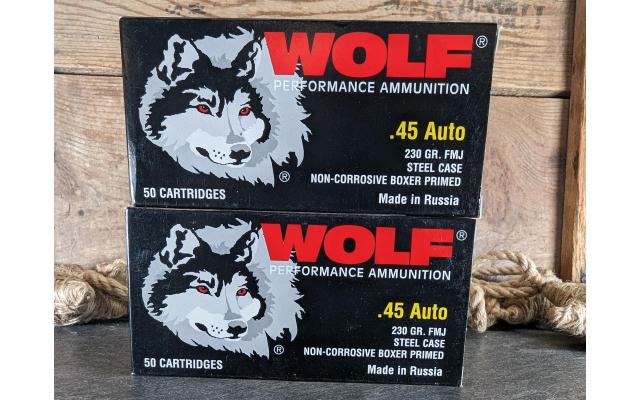 100 Rounds of Wolf Steel Cased .45ACP Target Ammo
