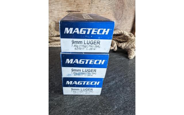 150 Rounds of Magtech 115Gr 9mm FMJ Ammo