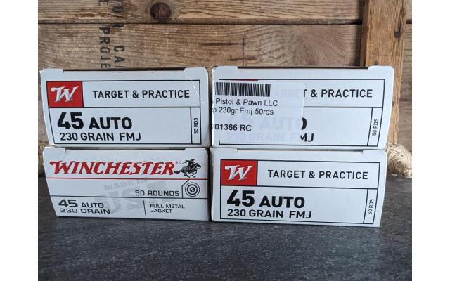 200 Rounds of Winchester 230Gr .45ACP FMJ Ammo