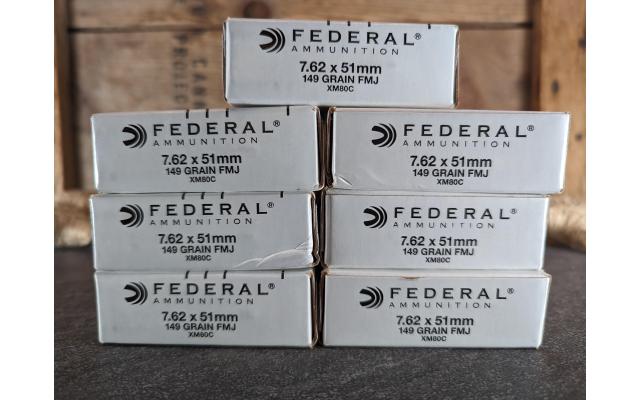 140 Rounds of Federal XM80C149Gr 7.62X51mm Ammo