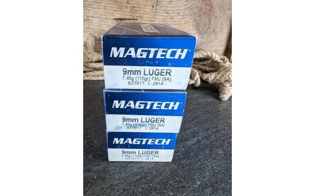 150 Rounds of Magtech 115Gr 9mm FMJ Ammo