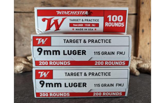 500 Rounds of 115Gr 9mm Winchester Brass Cased Target Ammo