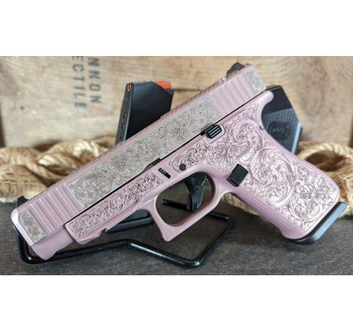 New Glock 48 MOS Pink Champagne Engraved 9mm - harveysauctions.com