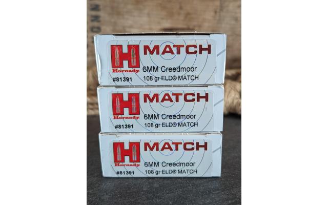 60 Rounds of Hornady Match 6mm Creedmoor Ammo