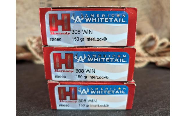 60 Rounds of Hornady American Whitetail .308Win Ammo