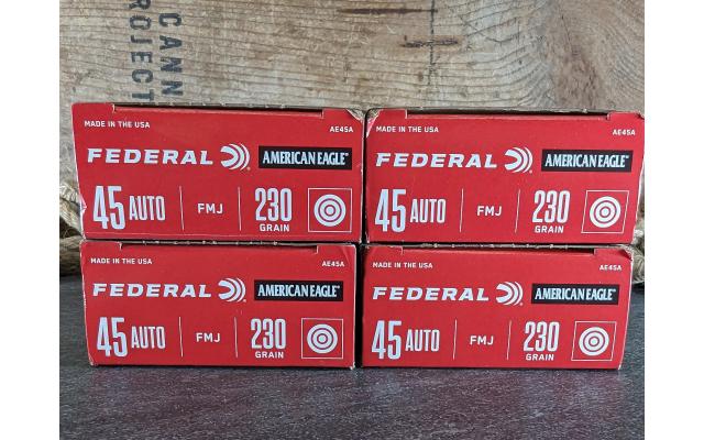 200 Rounds of Federal 230Gr .45ACP FMJ Ammo
