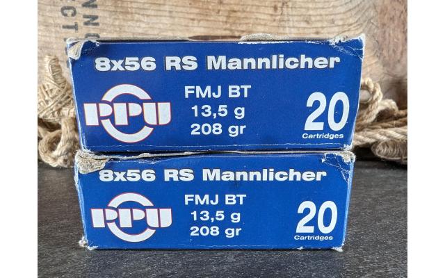 35 Rounds of PPU 8X56 RS Mannlicher 208Gr FMJ Ammo