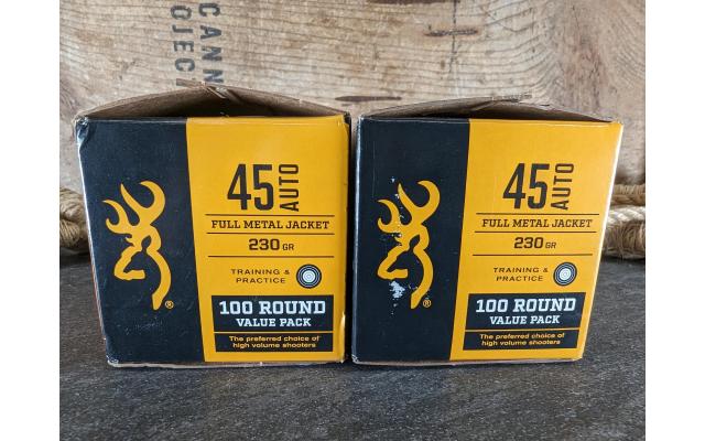 200 Rounds of Browning .45ACP 230Gr FMJ Ammo