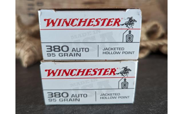 100 Rounds of Winchester .380ACP JHP Ammo